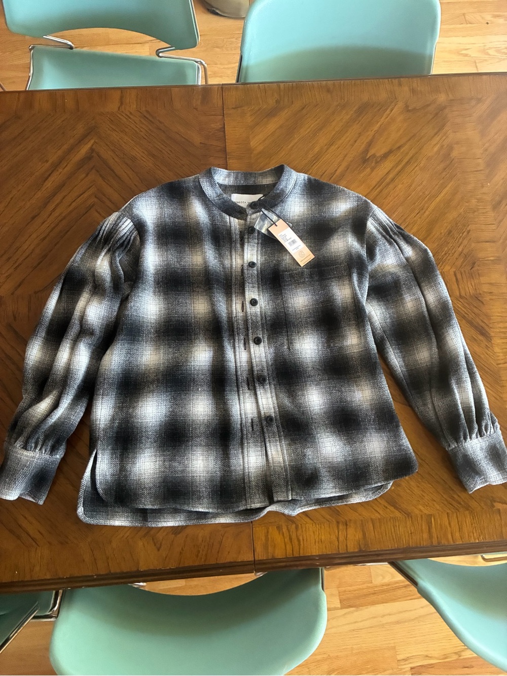 Rebecca Minkoff Black & Gray Plaid Button-Front Shirt